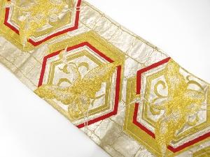 アンティーク　亀甲に鶴模様織出し袋帯（材料）